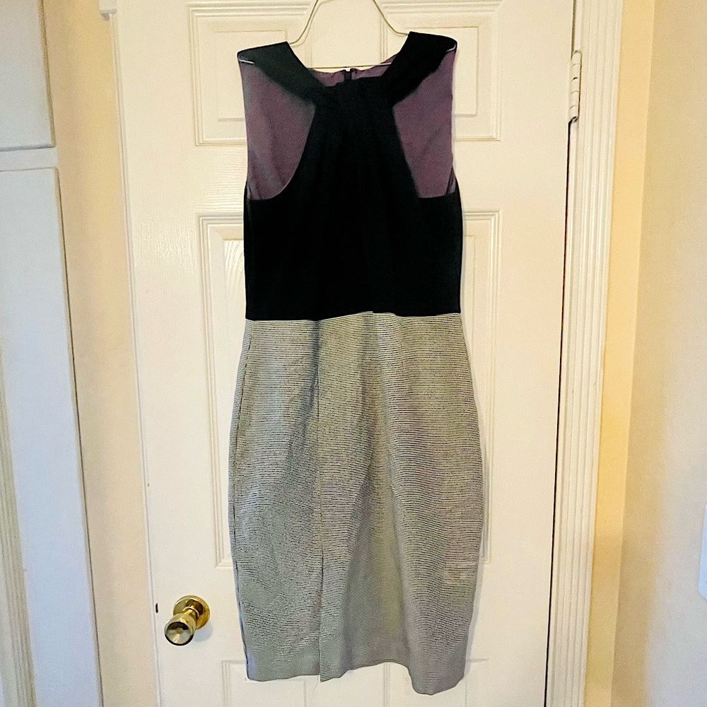 Medium length bodycon office dress unusual design